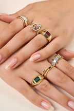 Rodyum Kaplama Yeşil Taşlı Loi Yüzük