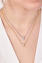 Steel Letter Necklace T Silver