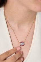 Luna Eye Fuşya Taşlı Çelik Kolye