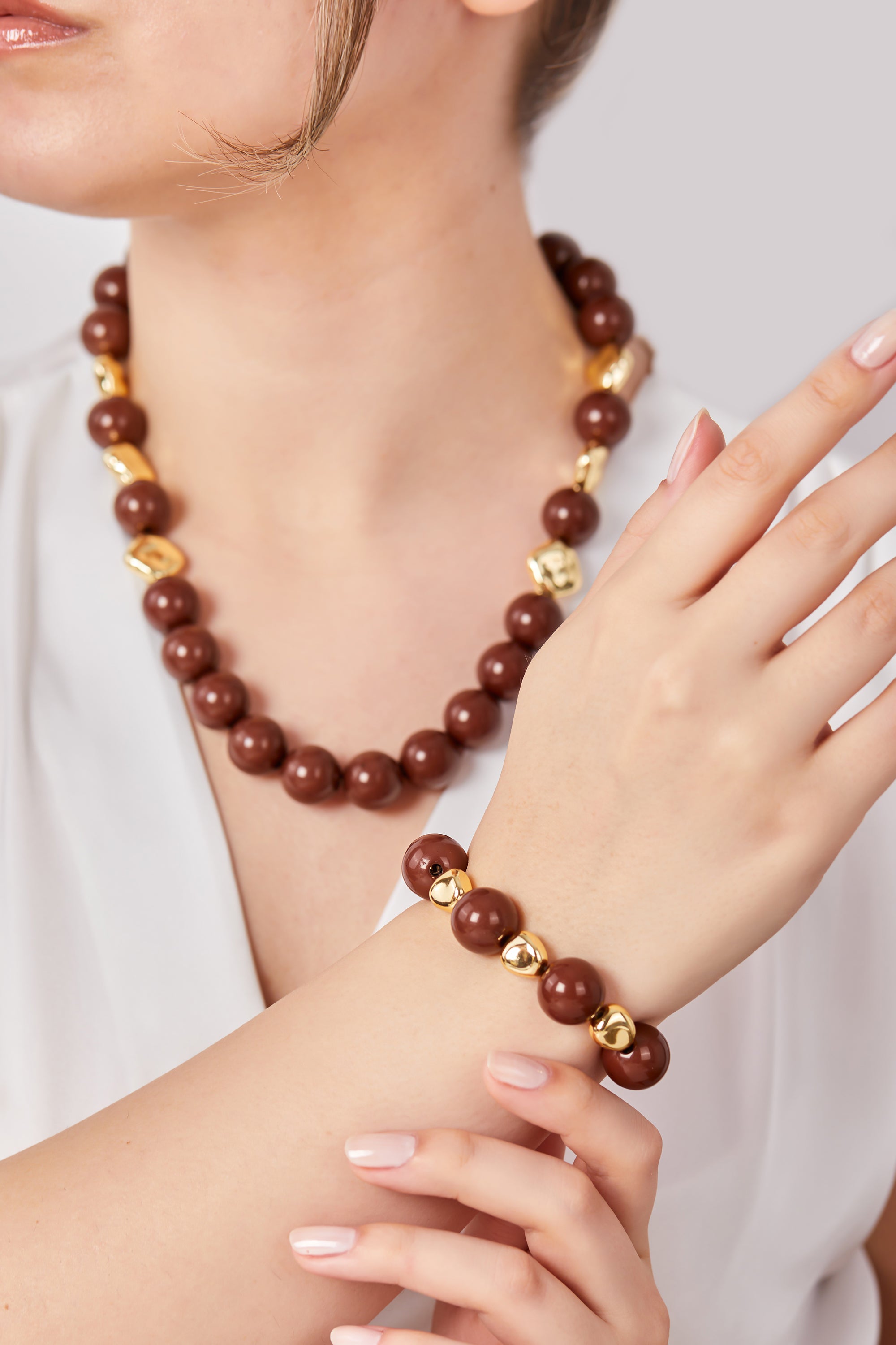 Bead Necklace Brown