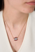 Luna Eye Fuşya Taşlı Çelik Kolye