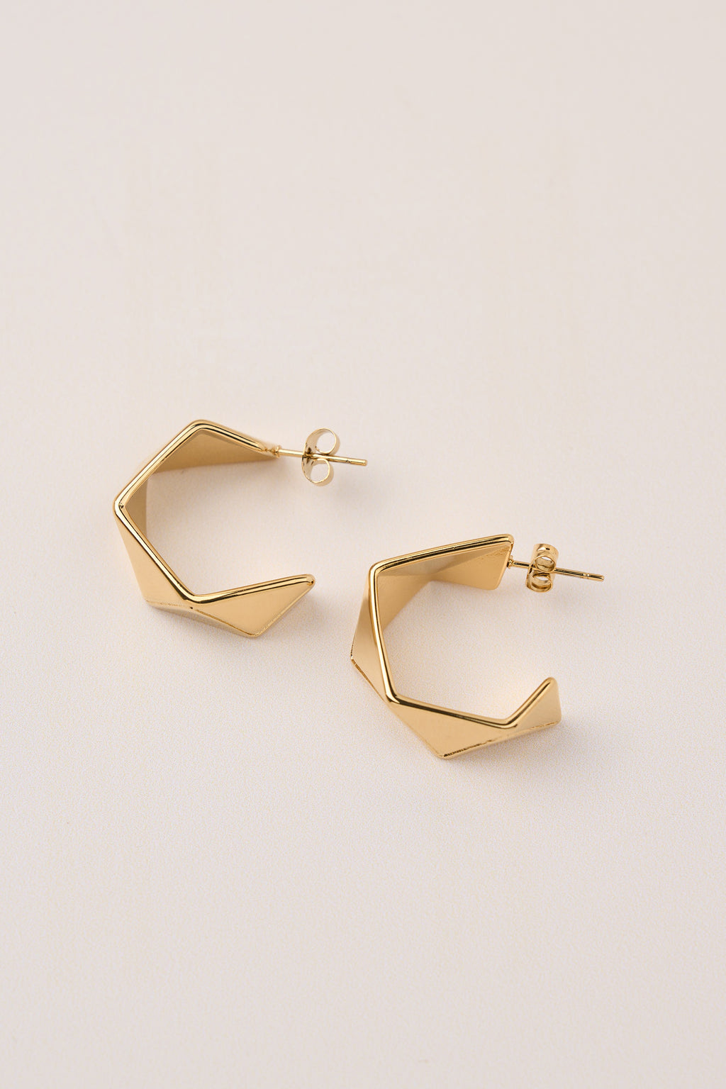 Steel Angular Earrings Gold