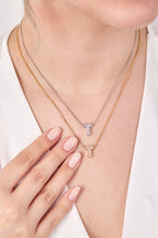 Steel Letter Necklace T Silver