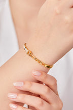 22K Altın Kaplama Sedefli Tasarım Kelepçe Gold