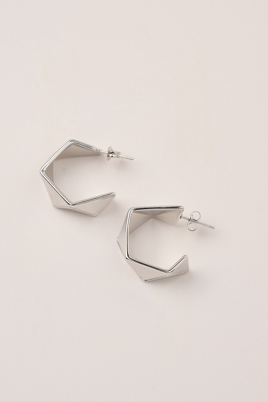 Steel Angular Earring Silver