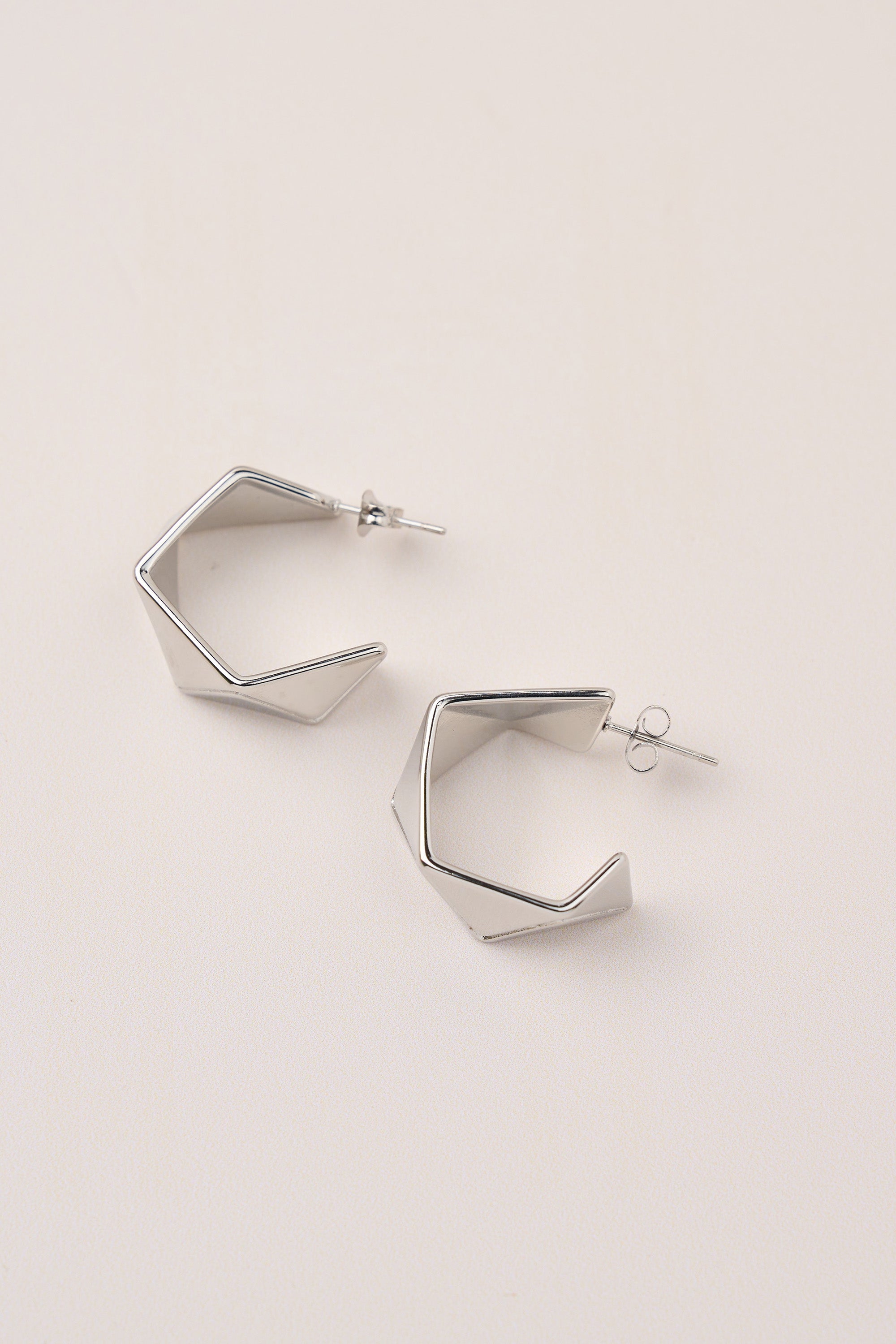 Steel Angular Earring Silver