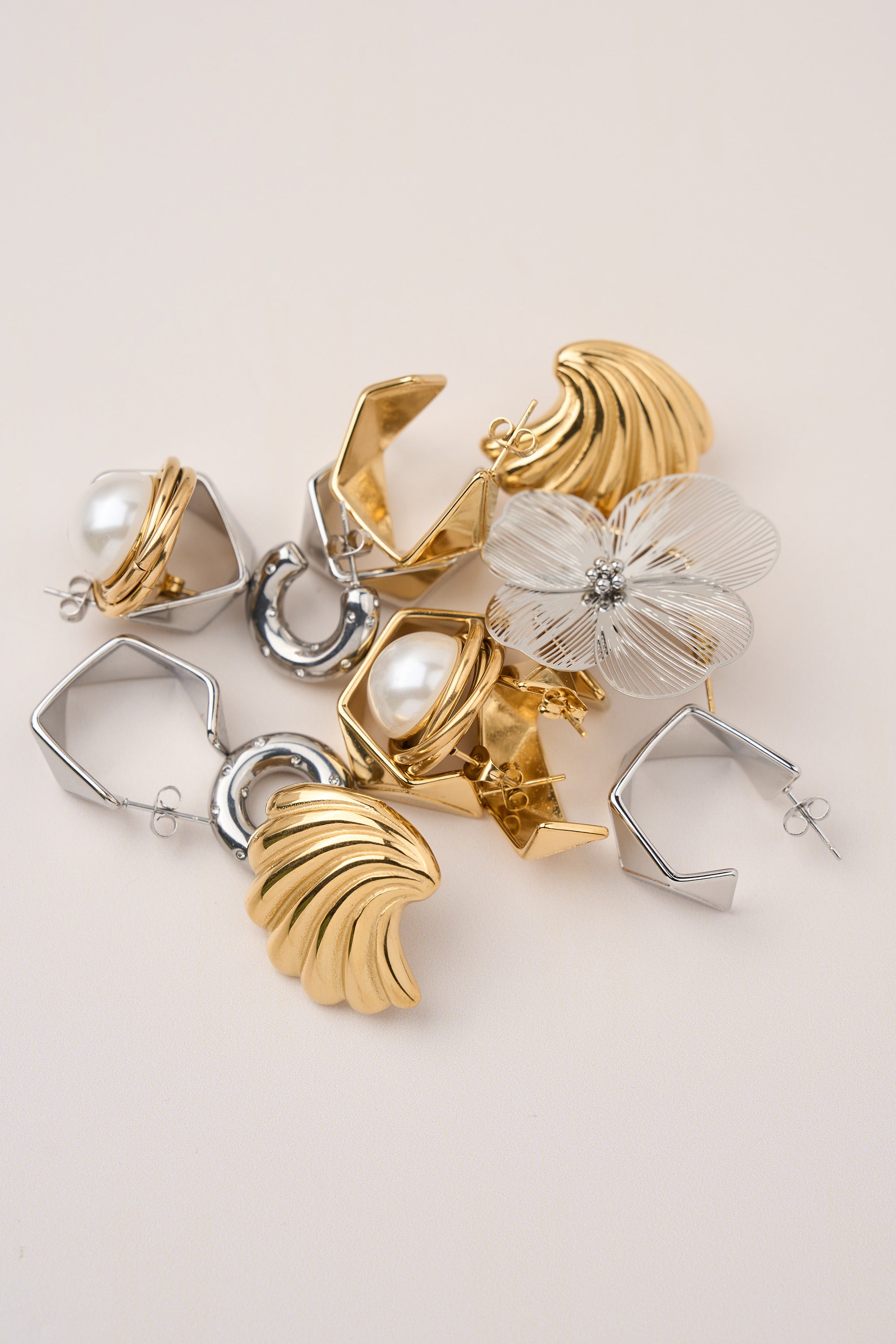 Steel Angular Earring Silver