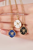 Steel Medallion Pinterest Necklace Blue