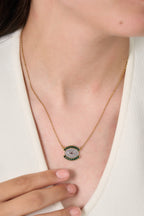 Luna Eye Yeşil Taşlı Çelik Kolye