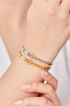 22K Altın Kaplama Sedefli Tasarım Kelepçe Silver