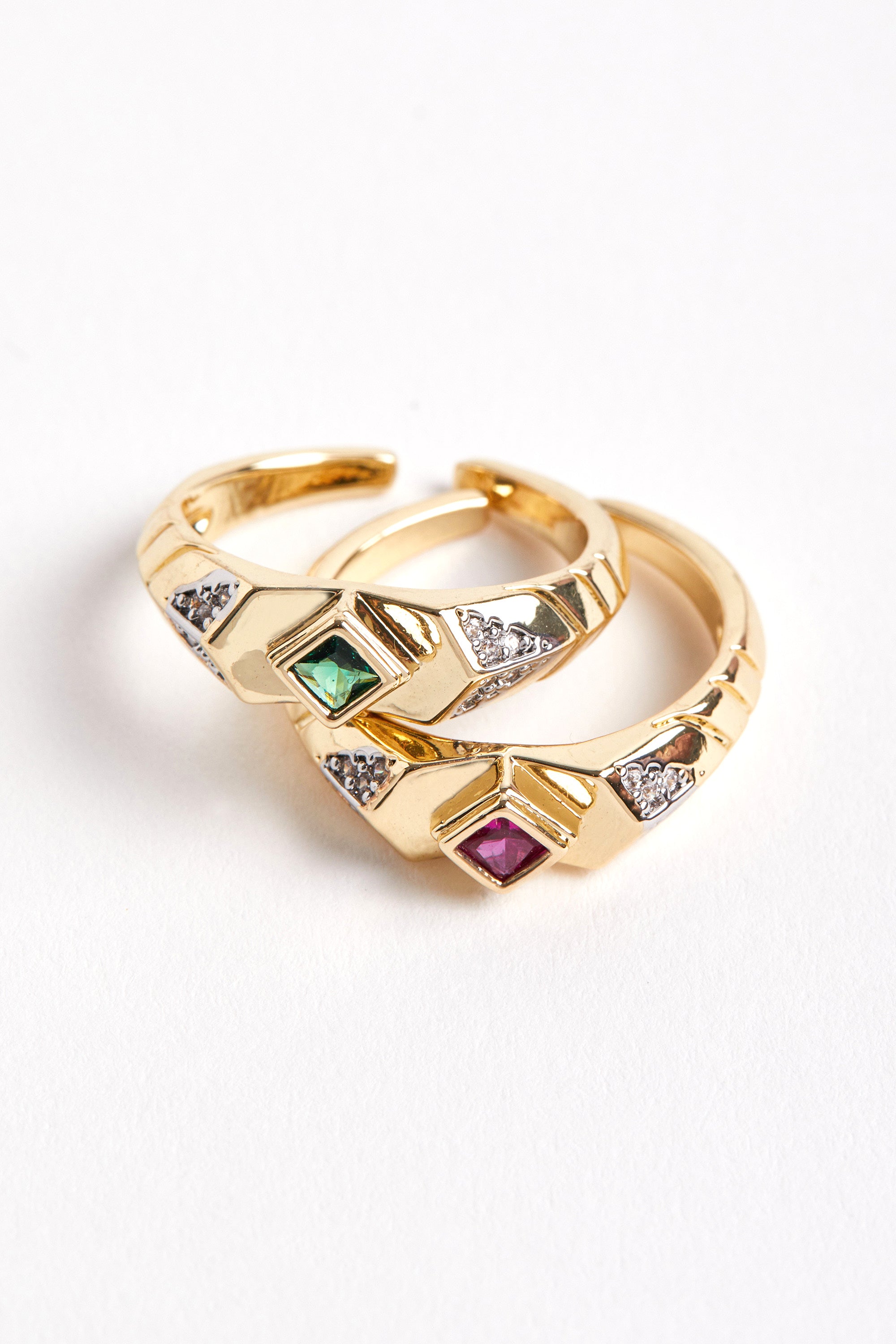 14K Gold Plated Emerald Stone Ring
