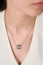 Luna Eye Yeşil Taşlı Çelik Kolye