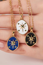 Steel Medallion Pinterest Necklace Blue