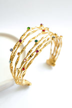 Altın Kaplama Renkli Taşlı Bileklik