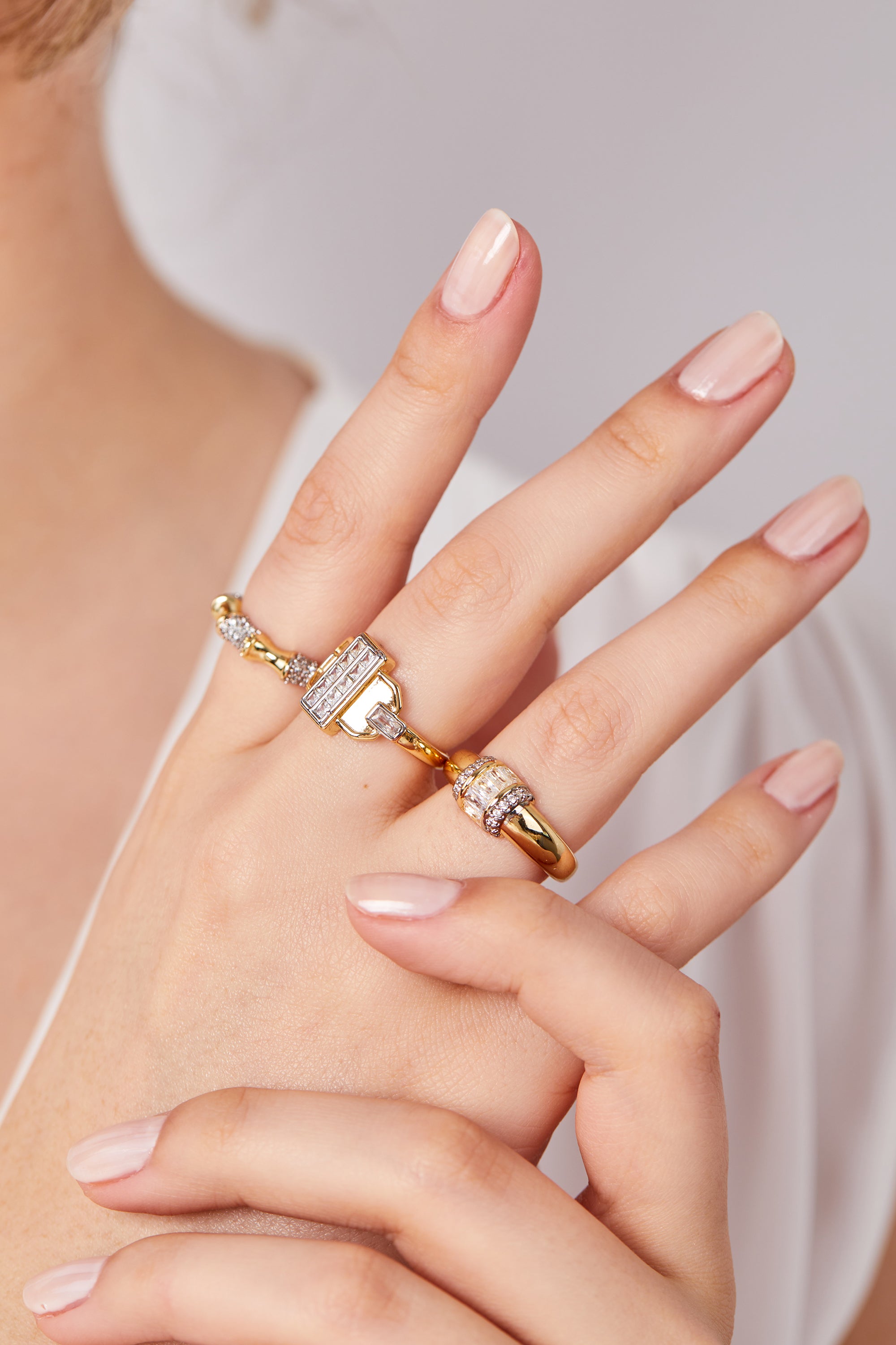 14K Gold Plated Baguette Stone Ring