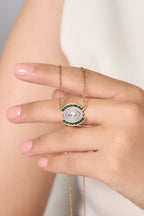 Luna Eye Yeşil Taşlı Çelik Kolye