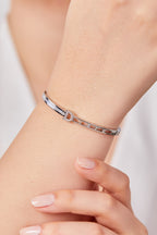 22K Altın Kaplama Sedefli Tasarım Kelepçe Silver