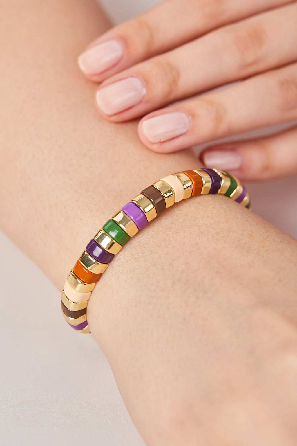 14K Gold Plated Detailed Porcelain Plated Bracelet