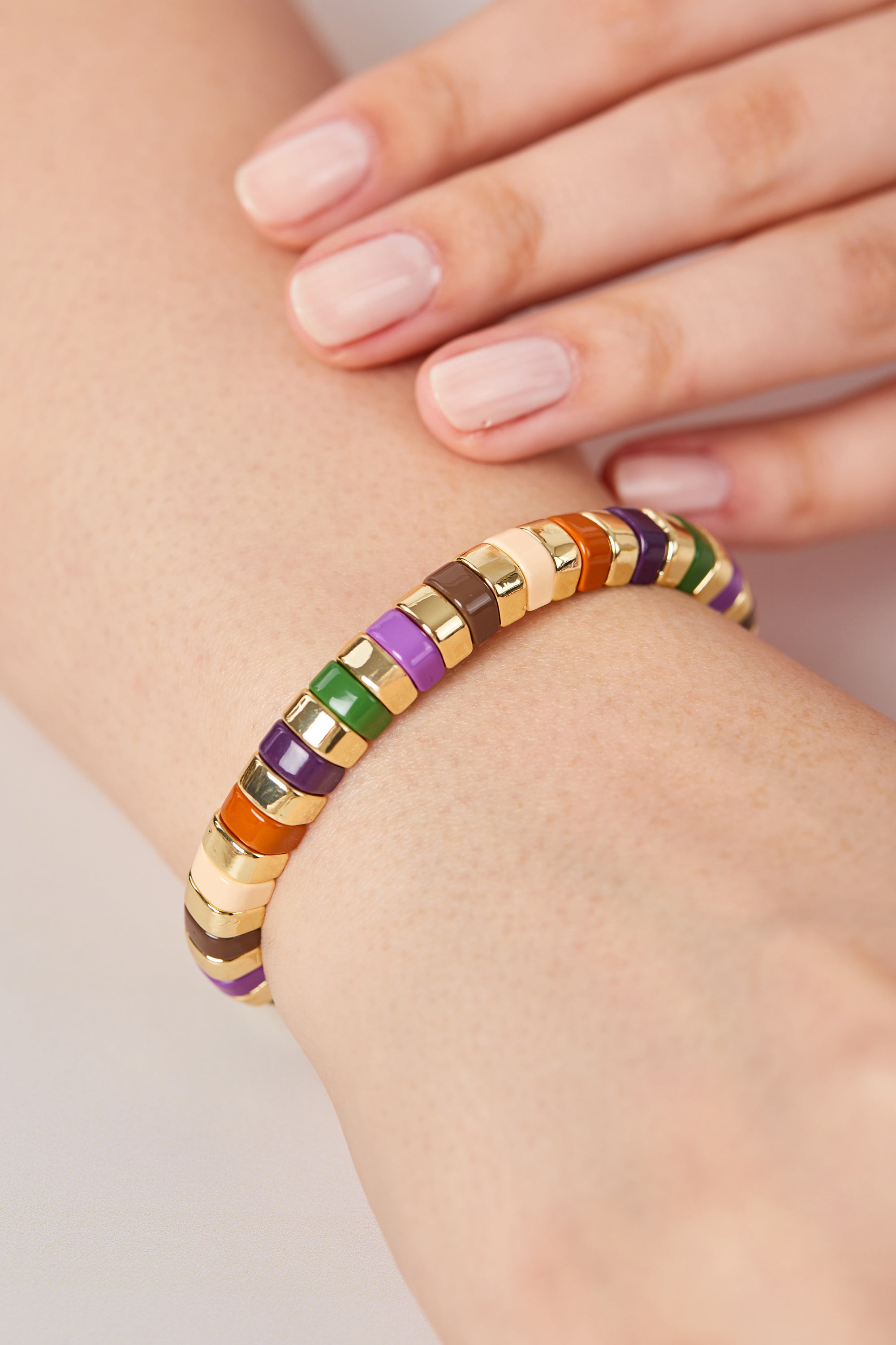 14K Gold Plated Detailed Porcelain Plated Bracelet