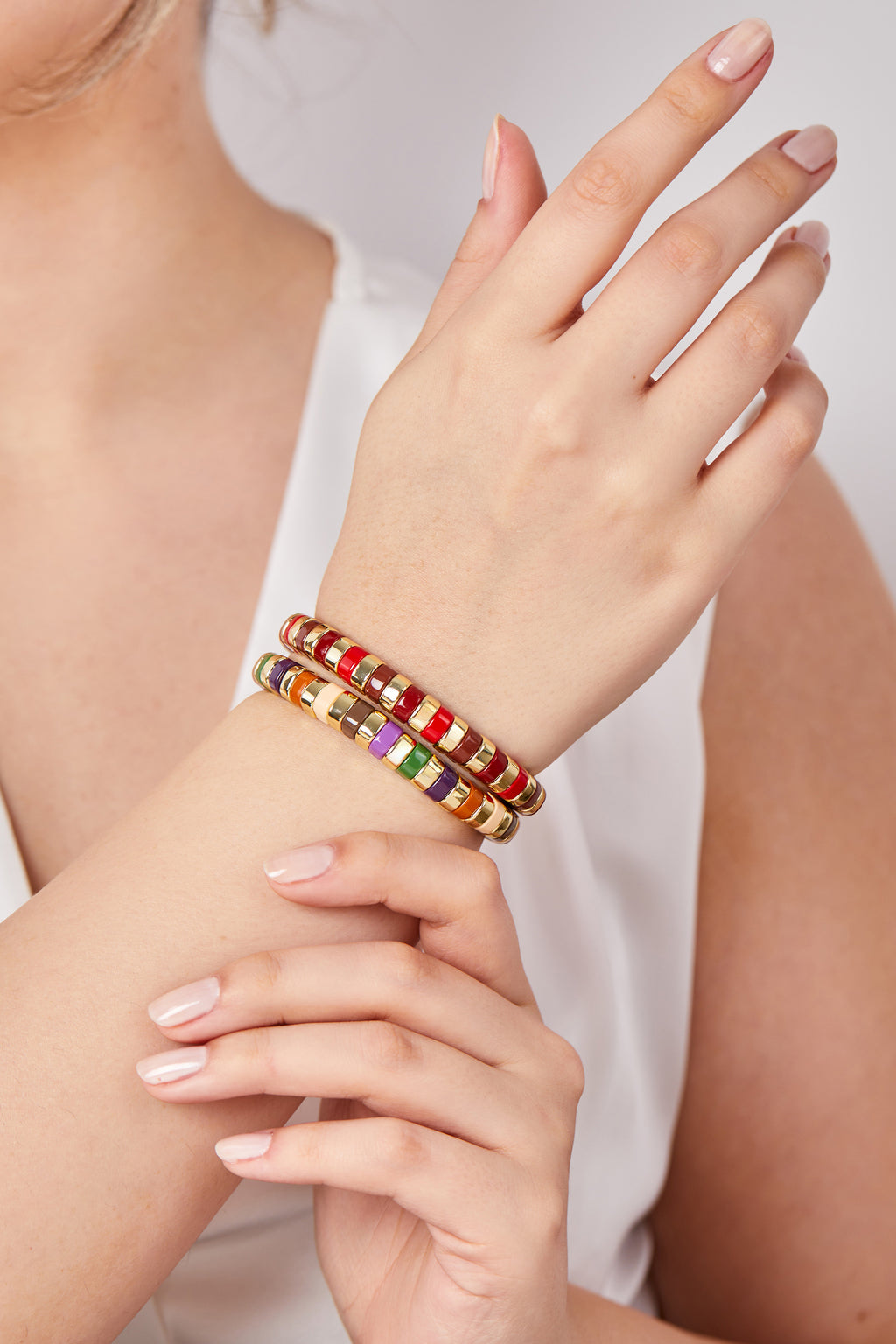 14K Gold Plated Detailed Porcelain Plated Bracelet