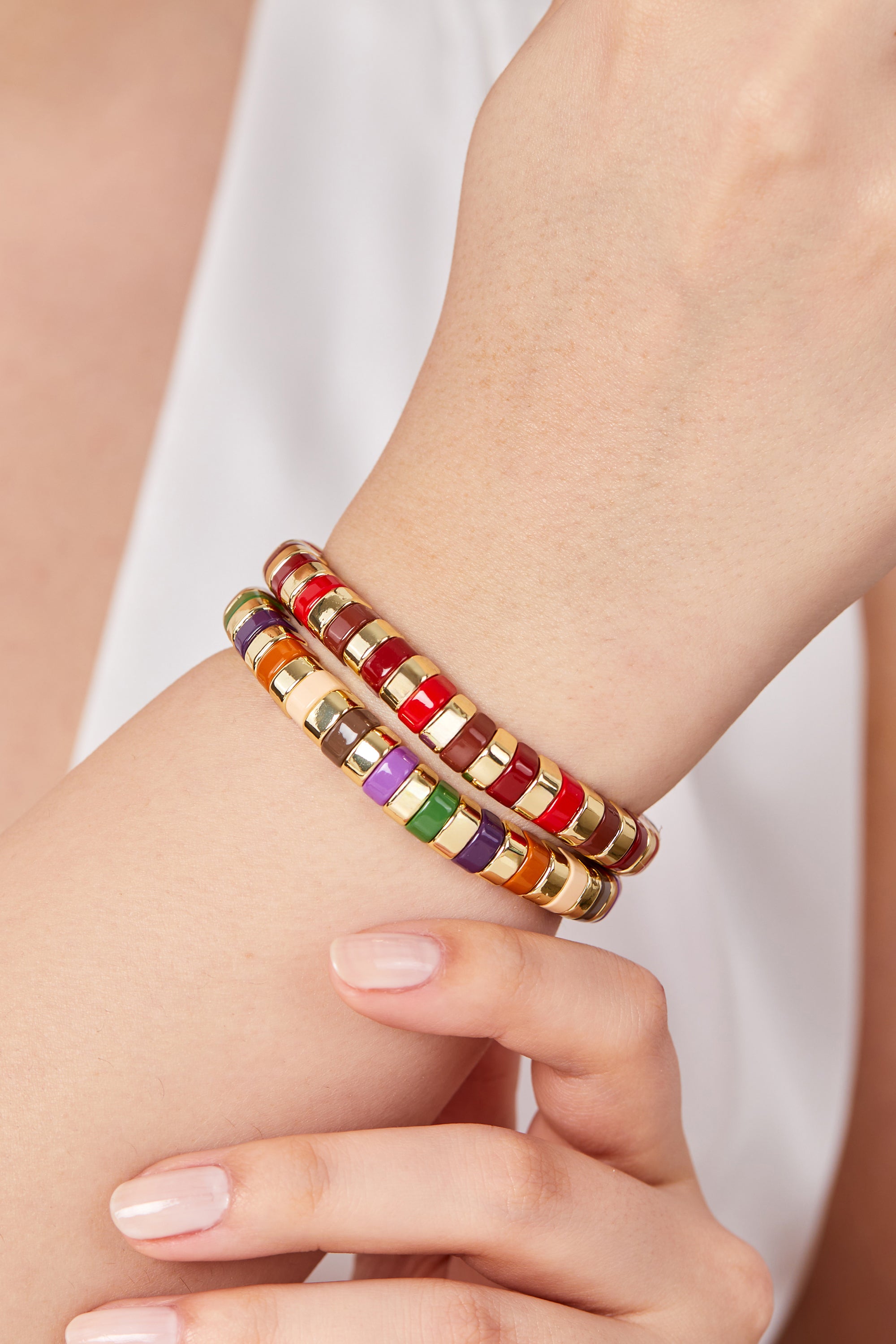 14K Gold Plated Detailed Porcelain Plated Bracelet