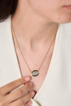 Luna Eye Siyah Taşlı Çelik Kolye