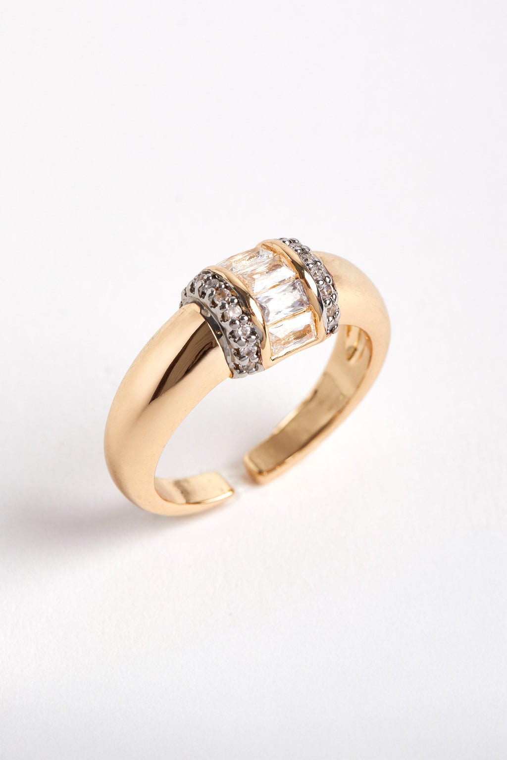 14K Gold Plated Baguette Stone Ring