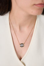 Luna Eye Siyah Taşlı Çelik Kolye