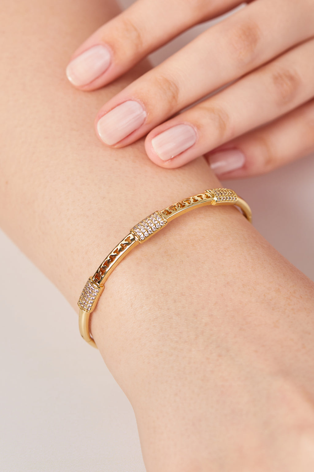 Steel Diamond Stone Cuff Bracelet