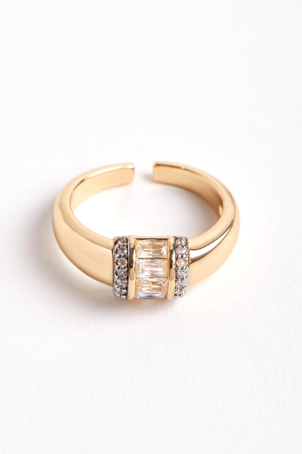 14K Gold Plated Baguette Stone Ring