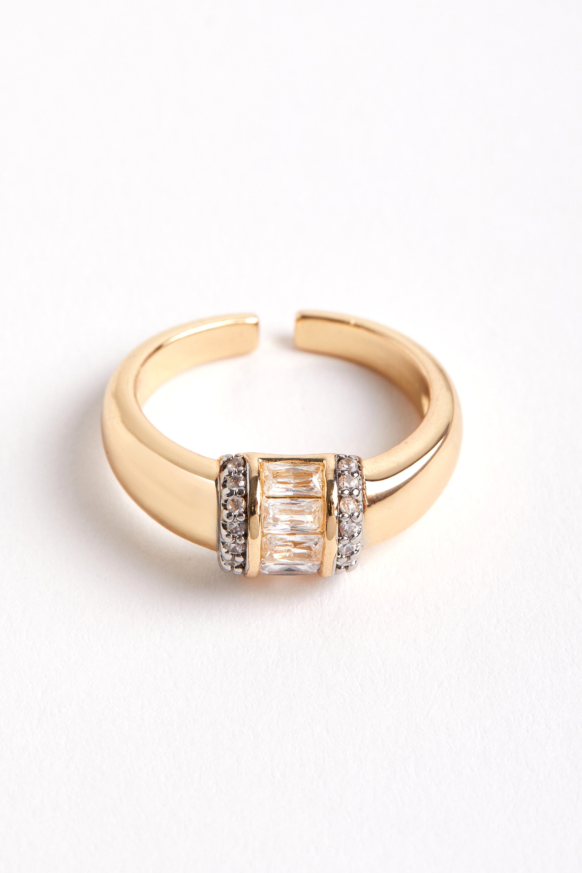 14K Gold Plated Baguette Stone Ring