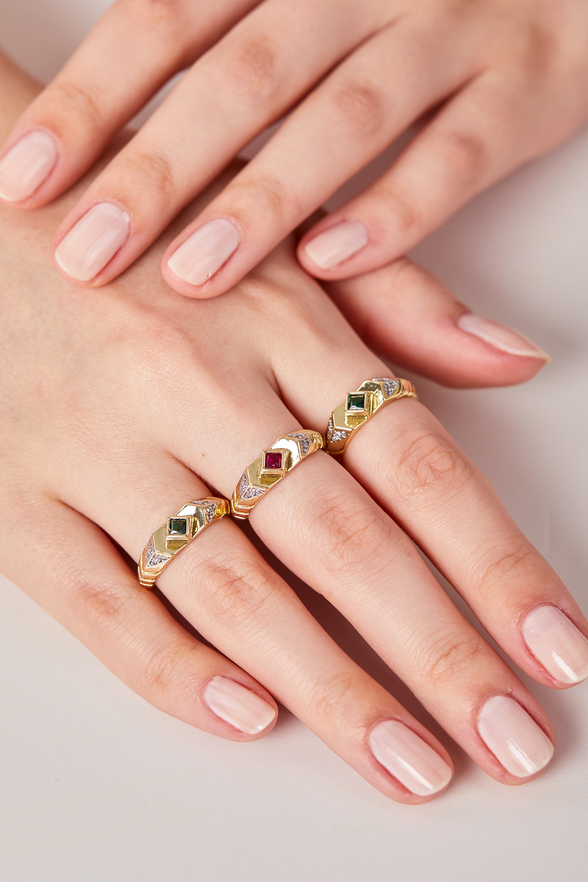14K Gold Plated Stone Ring Fuchsia