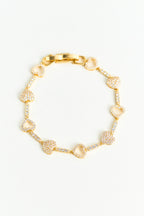 14K Altın Kaplama Taşlı Kalpli Bileklik