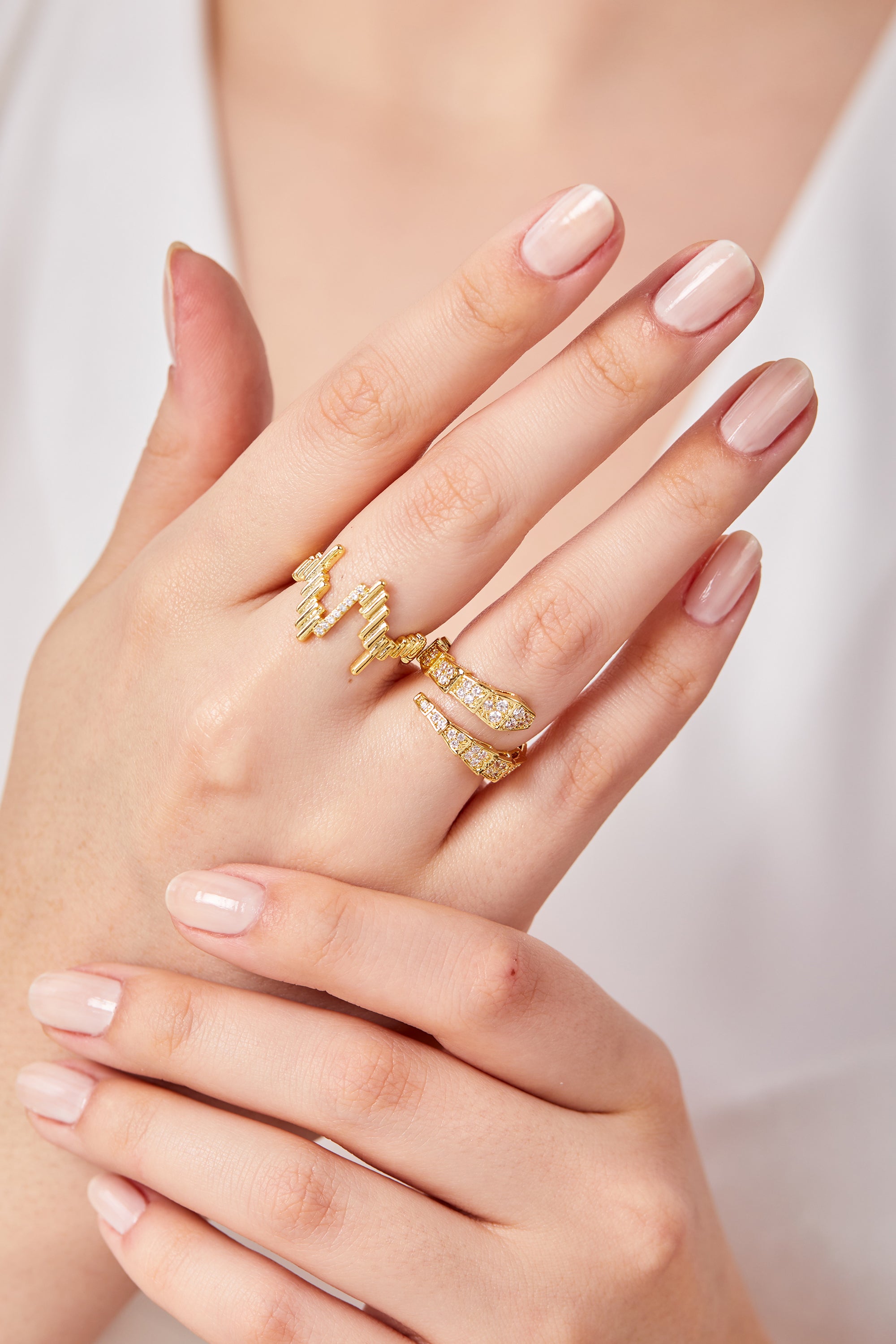 Rhodium Plated Zigzag Ring Gold
