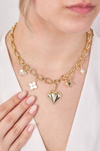 14K Altın Kaplama Charmlı Hallow Kolye