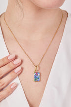 Steel Pinterest Necklace Blue