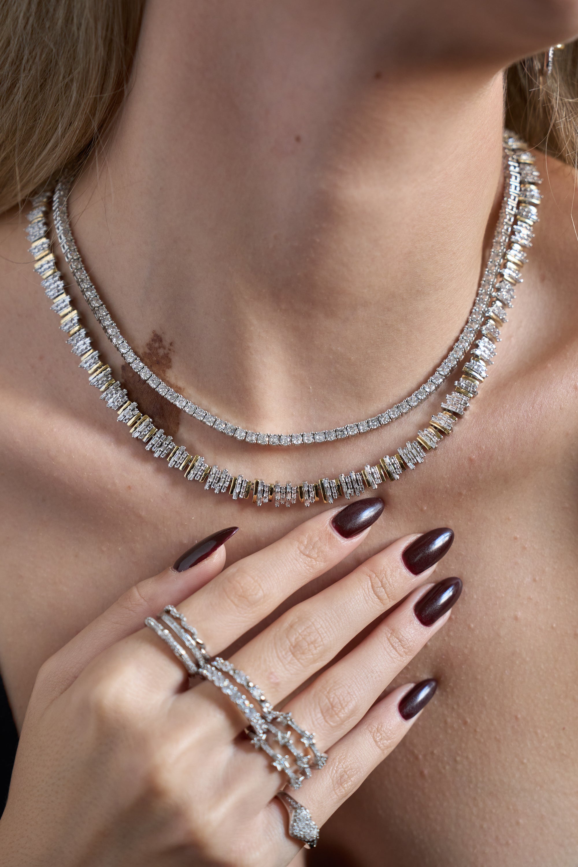 VIP Taşlı Çift Renkli Kolye