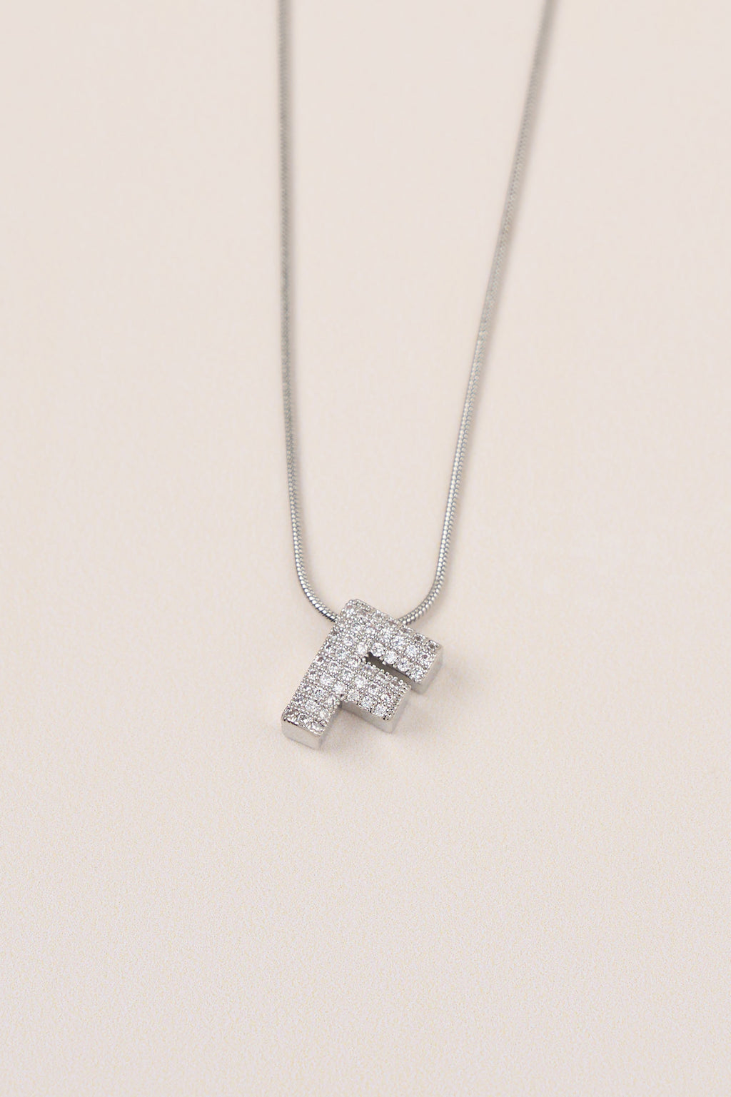 Steel Letter Necklace F Silver