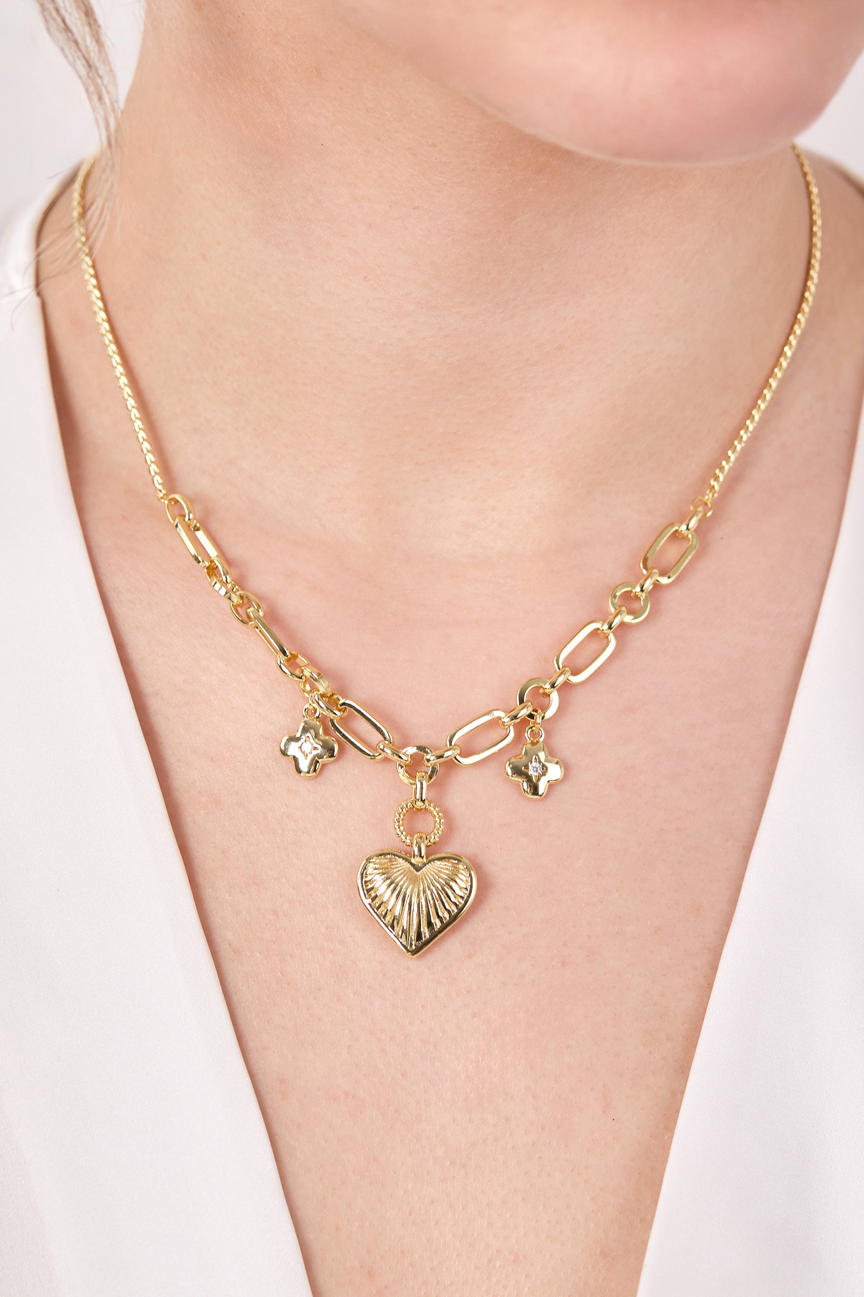 14K Gold Plated Charm Heart Necklace