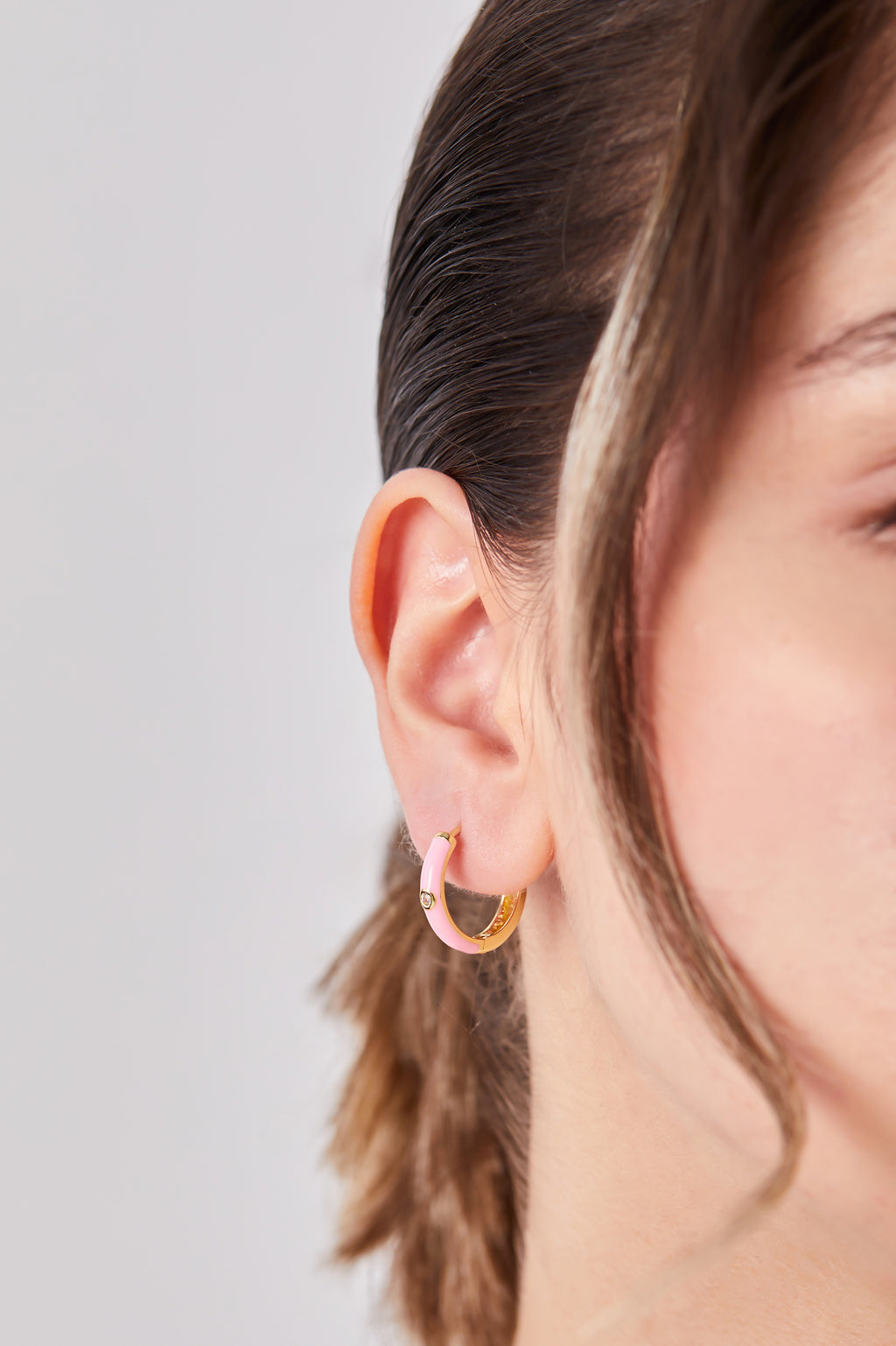 18K Gold Plated Pink Hoop Earrings