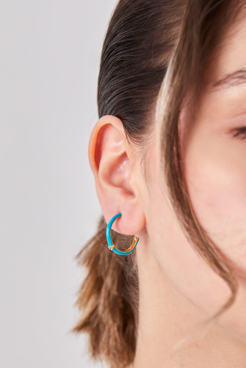 18K Gold Plated Blue Hoop Earrings