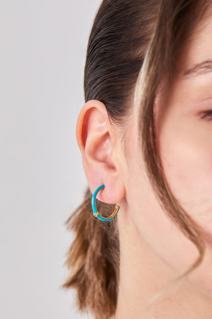 18K Gold Plated Blue Hoop Earrings