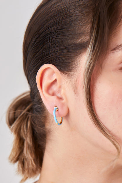 18K Gold Plated Blue Hoop Earrings