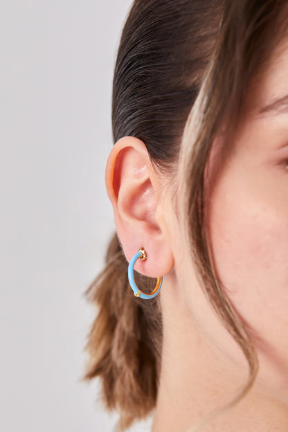 18K Gold Plated Blue Hoop Earrings