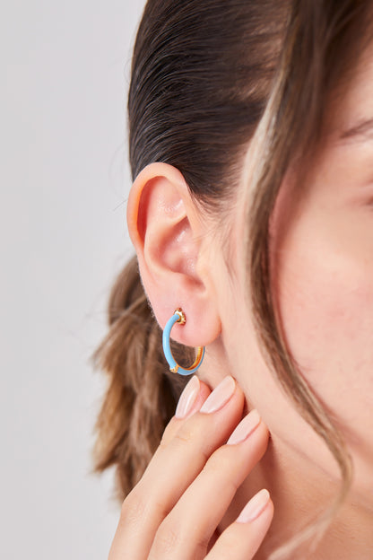 18K Gold Plated Blue Hoop Earrings