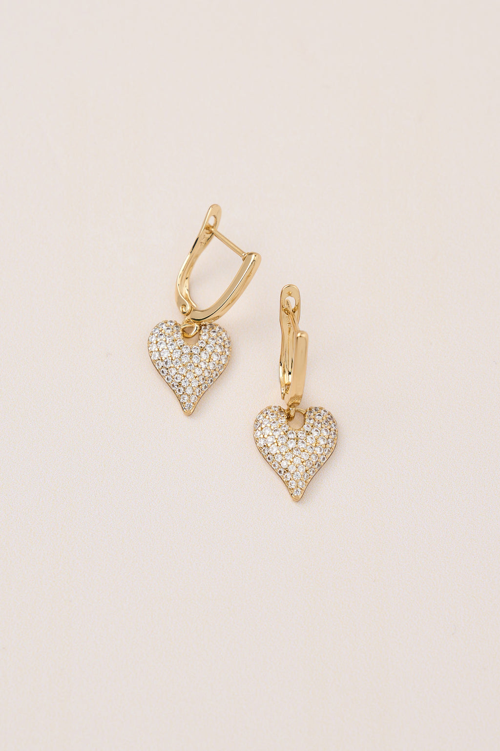 Xuping Zircon Stone Heart Dangle Earrings