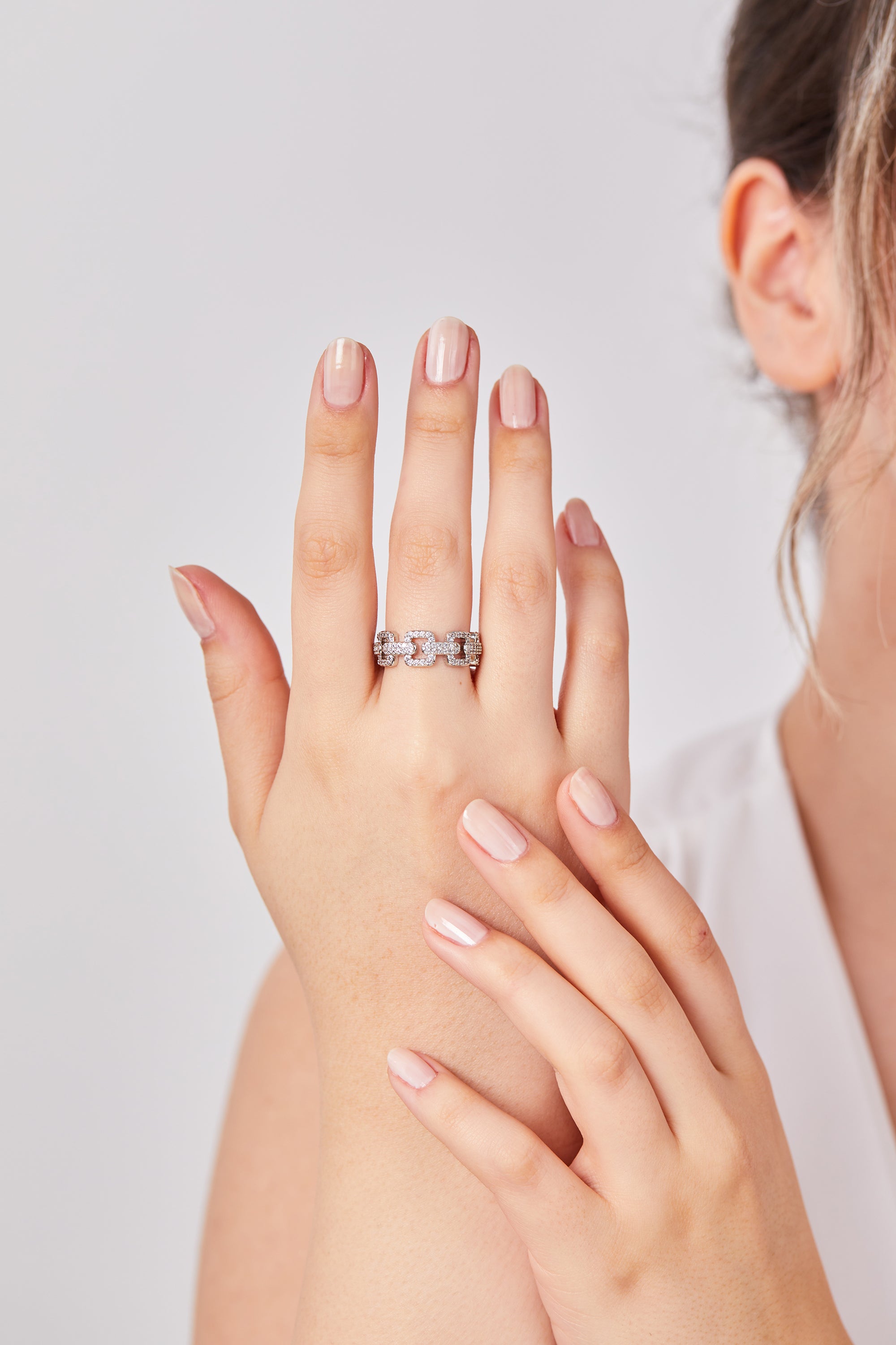 22 Carat Gold Plated Design Stone Ring Silver