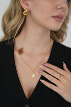 14K Arpa Zincir Yıldız Kolye