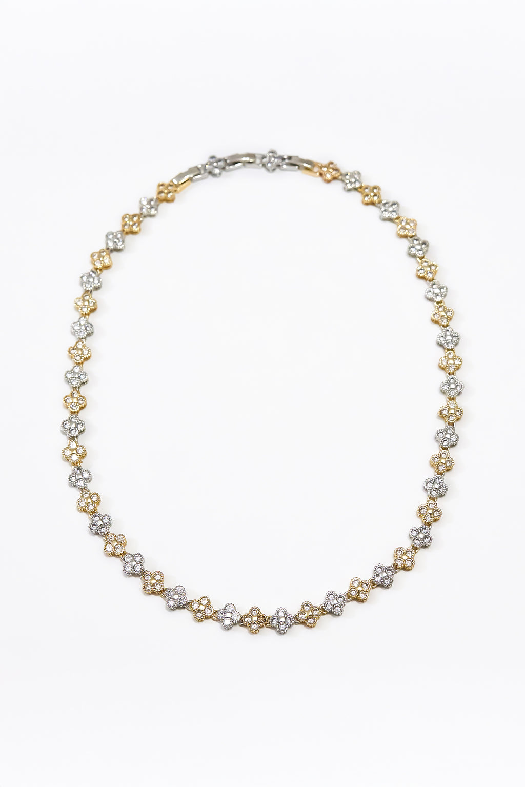 VIP Özel Seri Zirkon Taşlı Çift Renkli Yonca Kolye