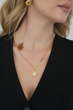 14K Arpa Zincir Yıldız Kolye